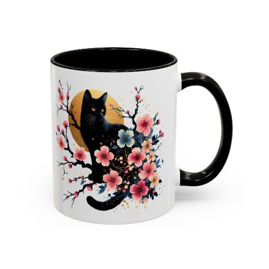 Zwarte Kat Mokkelentafelbloesem Geschenk Mok