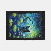 Zwarte Kat Monets Kat Waterlelie Fleece Deken (Voorkant (Horizontaal))