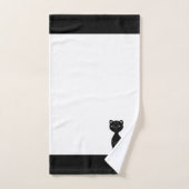 Zwarte Kat & Monogram op Zwart & Wit Bad Handdoek (Handdoek)