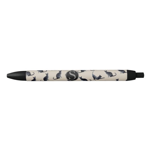 Zwarte Kat Monogram Pen (Voorkant)
