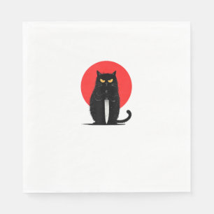 Zwarte kat moordenaar seriemoordenaar Halloween Gr Servet