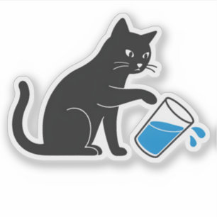 Zwarte Kat Morsend Met Water - Laptop Sticker