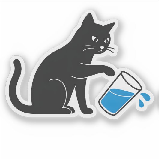 Zwarte Kat Morsend Met Water - Laptop Sticker (Voorkant)