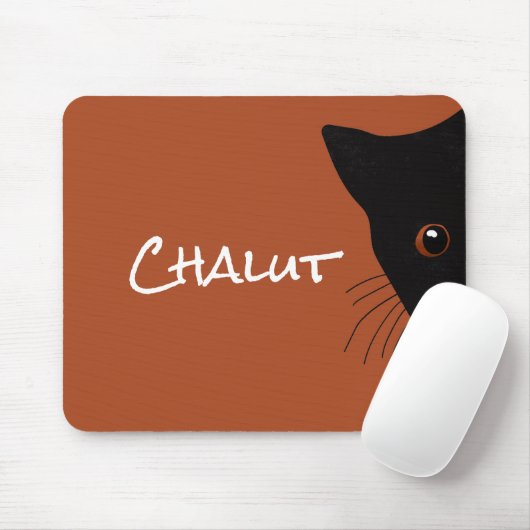 Zwarte kat muismat (Met muis)