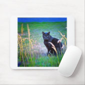 Zwarte kat muismat (Met muis)