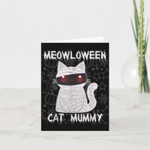 Zwarte Kat Mummie Halloween Kaart
