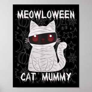 Zwarte Kat Mummie Halloween Poster
