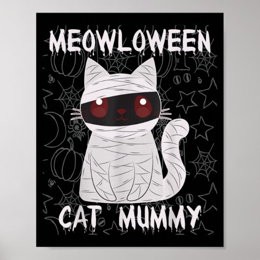 Zwarte Kat Mummie Halloween Poster (Voorkant)