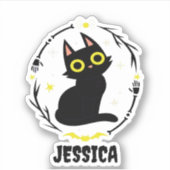 Zwarte kat naam - Halloween kat Sticker (Voorkant)