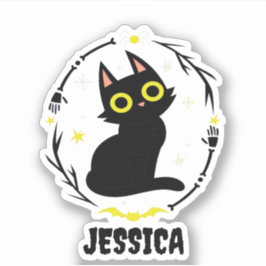 Zwarte kat naam - Halloween kat Sticker