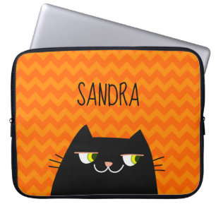 Zwarte Kat Naam Laptop Hoesje Cadeautje Sleeve