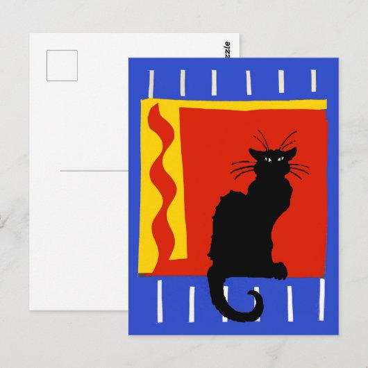 Zwarte kat naar vlam briefkaart (Voorkant / Achterkant)