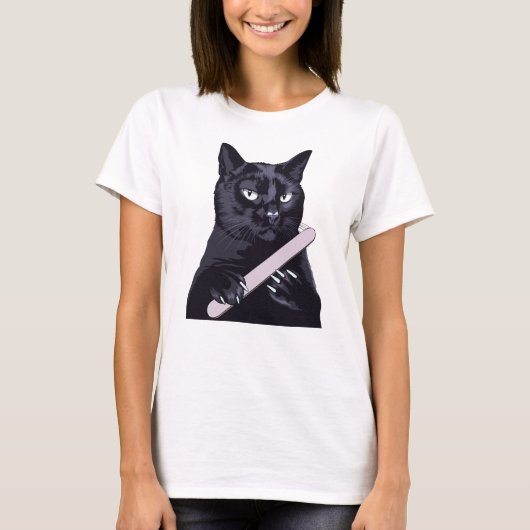 Zwarte Kat Nagelvijl Manicure Grappige Brutaal Ill T-shirt (Voorkant)