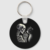 Zwarte Kat Neus Skelet Hand Grappig Halloween Cat  Sleutelhanger (Voorkant)