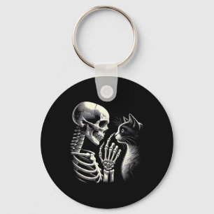 Zwarte Kat Neus Skelet Hand Grappig Halloween Cat  Sleutelhanger