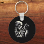 Zwarte Kat Neus Skelet Hand Grappig Halloween Cat  Sleutelhanger (Voorkant)