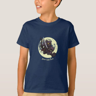 Zwarte Kat Ninja Katana Zwaarden Vliegende Trap Ca T-shirt