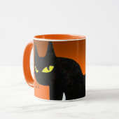 ZWARTE KAT NINJA Oranje Halloween Mok (Voorkant links)