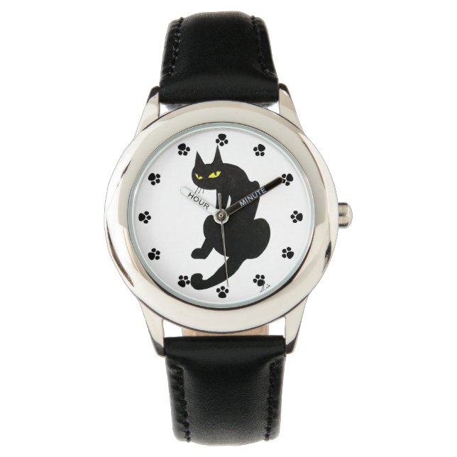 ZWARTE KAT NINJA Paws POLSHORLOGE Horloge (Voorkant)