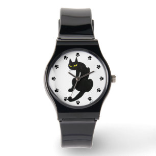 ZWARTE KAT NINJA Paws POLSHORLOGE Horloge