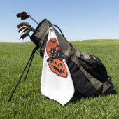 Zwarte kat, nostalgisch Halloween Classic T-shirt Golfhanddoek (Groen)