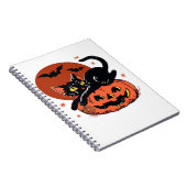 Zwarte kat, nostalgisch Halloween Classic T-shirt Notitieboek (Rechterzijde)