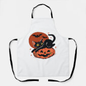 Zwarte kat, nostalgisch Halloween Classic T-shirt Schort (Voorkant)