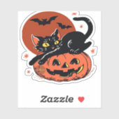 Zwarte kat, nostalgisch Halloween Classic T-shirt Sticker (Vel)