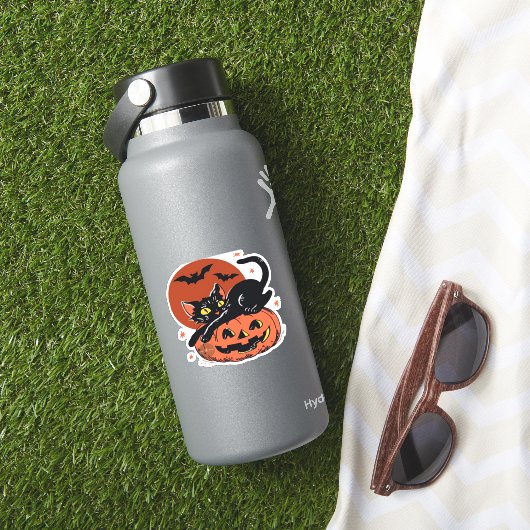 Zwarte kat, nostalgisch Halloween Classic T-shirt Sticker (HydroFlask Insitu)