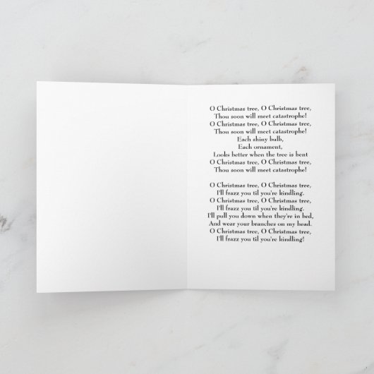 Zwarte kat "O kerstboom" Kaart (Binnen)