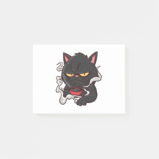 Zwarte Kat Ochtendkoffie Post-it® Notes (Voorkant)