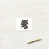 Zwarte Kat Ochtendkoffie Post-it® Notes (Op bureau)