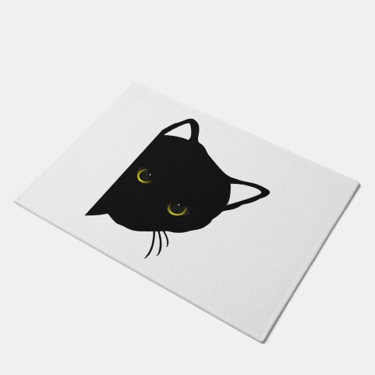 Zwarte kat ogen links deurmat (Schuin)
