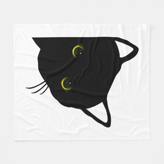 Zwarte kat ogen links fleece deken (Voorkant (Horizontaal))