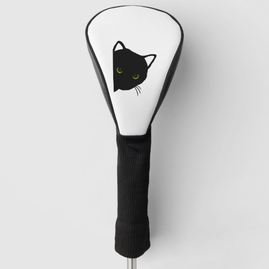 zwarte kat ogen links golfheadcover (Voorkant)