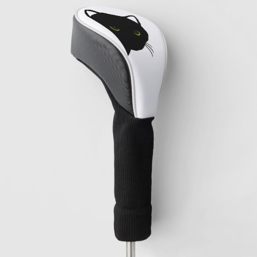 Zwarte kat ogen links golfheadcover (Schuin)