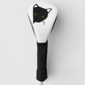 Zwarte kat ogen links golfheadcover (Voorkant)