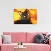 ZWARTE KAT OLIJF CANVAS AFDRUK (Insitu (Woonkamer))