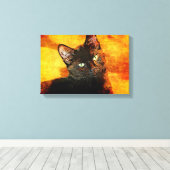 ZWARTE KAT OLIJF CANVAS AFDRUK (Insitu (Houten vloer))