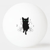 Zwarte kat omringd door fluisterende muzieknoten pingpongbal (Achterkant)