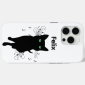 Zwarte kat omringd door muzieknoten persoonlijk Case-Mate iPhone case (Achterkant (horizontaal))