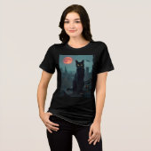 Zwarte kat onder bloed regen Tri-Blend shirt (Voorkant volledig)