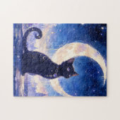 Zwarte Kat onder Maanlicht Puzzel (Horizontaal)