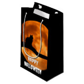 Zwarte kat onder Oranje maan Klein Cadeauzakje (Voorkant Gekanteld)