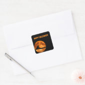 Zwarte kat onder Oranje maan Sticker (Envelop)