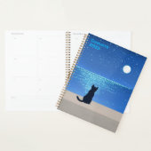 Zwarte kat onder volle maan sterrennacht planner (Display)