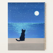 Zwarte kat onder volle maan sterrennacht planner (Achterkant)