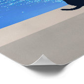 Zwarte kat onder volle maan sterrennacht poster (Hoek)