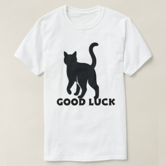 Zwarte Kat Ontwerp met Goede Geluk T-shirt