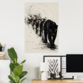 Zwarte Kat Ontwerp Shadow Walker Poster (Thuiskantoor)